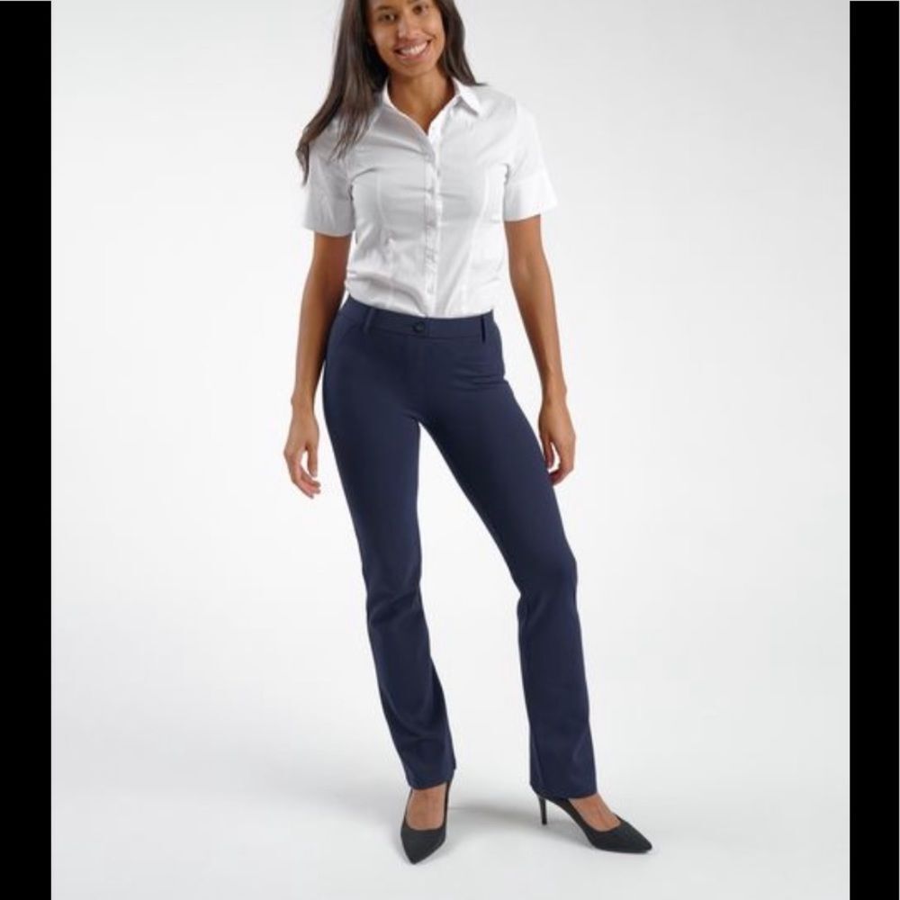 Betabrand Dress Yoga Pants Blue Classic Straight Leg Pants Size Petite S…